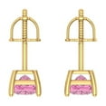 thumbnail image 4 of Clara Pucci 1.5Ct Pink Princess Cut VVS1 Screw Back Stud 18k Solid hypoallergenic Gold Designer Earrings For April, 4 of 7
