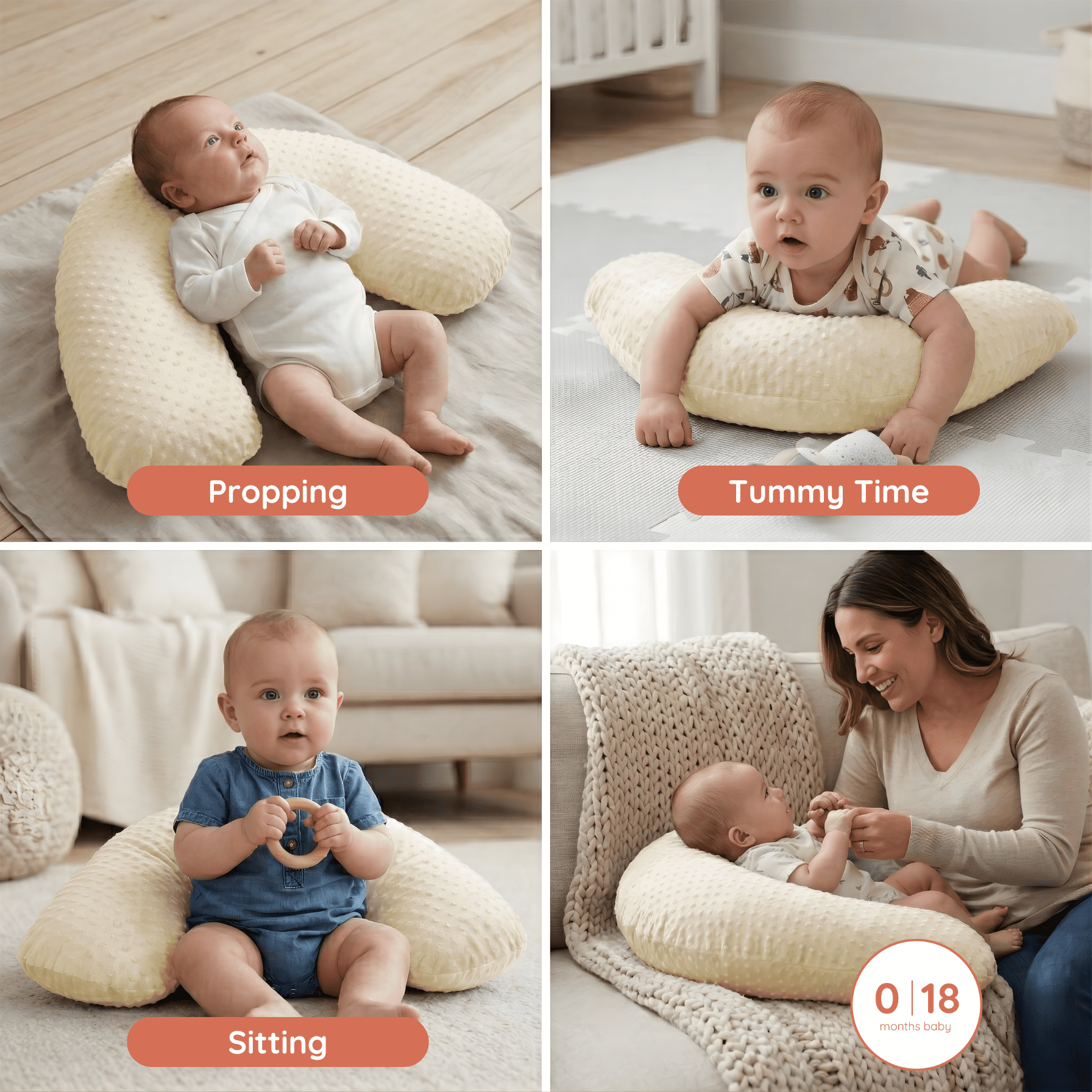 Jolly Jumper Boomerang Nursing Cushion | Ergonomic Maternity & Feeding Pillow for Pregnancy, Breastfeeding & Support | Removable Washable Cover