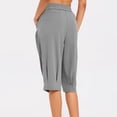 thumbnail image 5 of SHE IS Womens Baggy Harem Capri Pants Wide Leg Lounge Elastic Waist Sweatpants Casual Beach Trousers with Pockets, 5 of 6