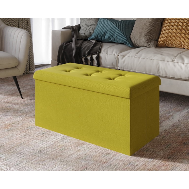 Home Design Florence Folding Storage Bench, Green Linen photo 2