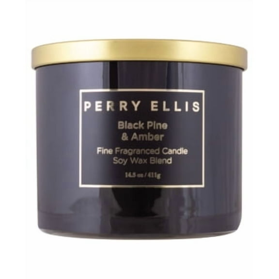 Perry Ellis cpebpa145 14.5 oz Soy Wax Blend 3 Wick Candle - Black Pine & Amber