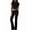 Black, variant on Women'S 2 Piece Outfits Lounge Sets Ruched Short Sleeve Tops High Waisted Wide Leg Pants Tracksuit Sets Navy Blue M