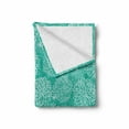 thumbnail image 2 of Dahlia Flower Soft Flannel Fleece Throw Blanket, Repeating Fashioned Dots Spots Mother Earth Theme Peony Graphic Image, Cozy Plush for Indoor and Outdoor Use, 50" x 70", White Teal, by Ambesonne, 2 of 6