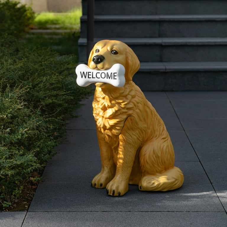 Mainstays Welcome Dog Large Resin Outdoor Garden Statue, Weather