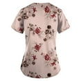 thumbnail image 3 of LHVUOA Women's Working Uniform Nursing Uniform Scrubs Top Floral Print Scrub Tops Short Sleeve V-neck Blouse Tee with Pockets, 3 of 3