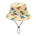 thumbnail image 4 of Krdevn Cartoon Dinosaur Print Kids Fisherman Sun Hat Adjustable Chin Strap Breathable Windproof Wide Brim Cap for Toddler Boys Girls, 4 of 4