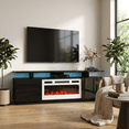 thumbnail image 5 of Eva-KWH Fireplace TV Stand for TVs up to 80", Modern High Gloss 71" Entertainment Center, Electric Fireplace TV Media Console with Storage Cabinets and LED Lights, 5 of 9