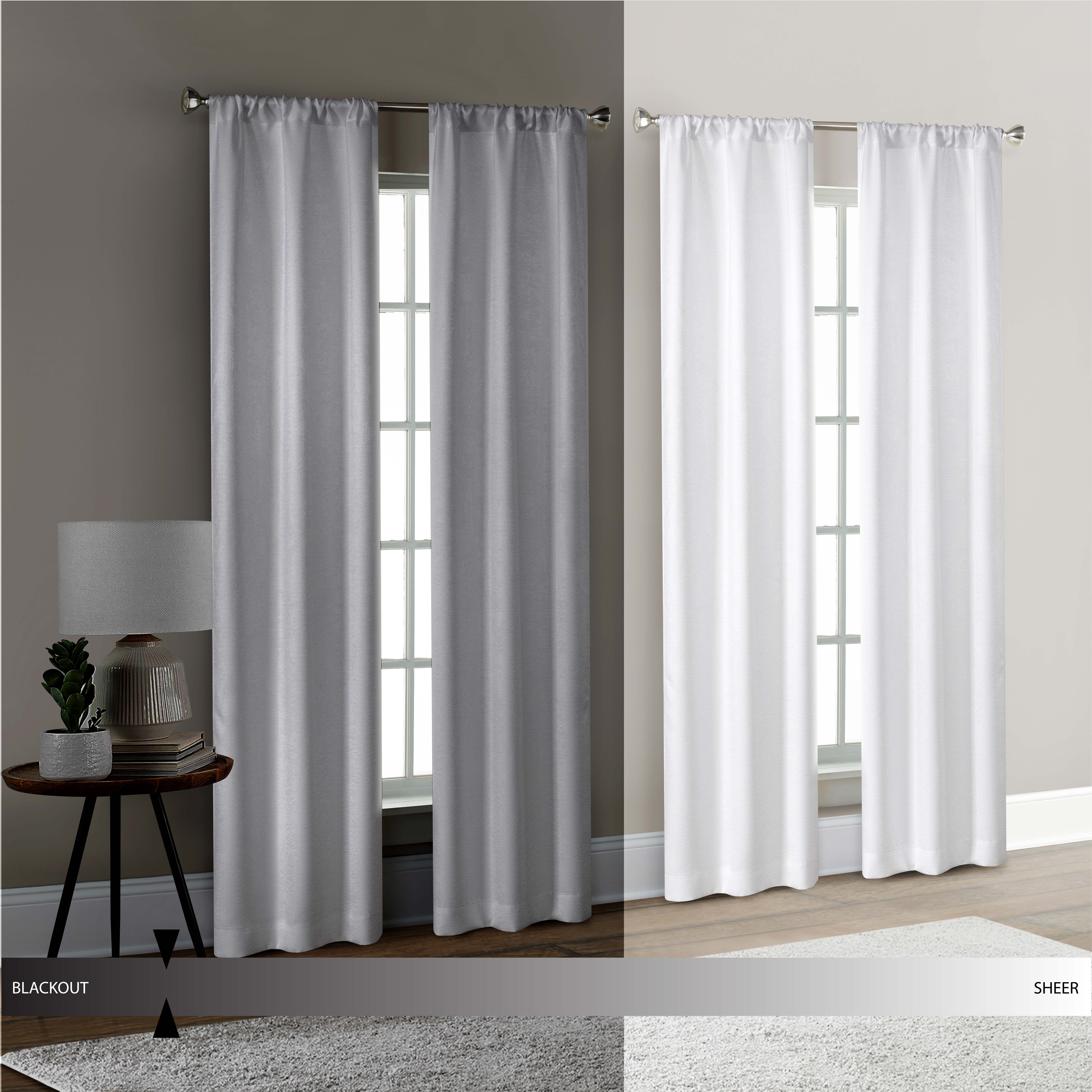 Mainstays 4 of a Kind Blackout Curtain Panels, Set of 4, White, 28" W x 84" L