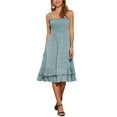 thumbnail image 1 of Vestido Floral INSPIRE CHIC para Mujer, Vestido Midi con Tirantes Espagueti y Volantes, Talla XS, Verde, 1 of 6