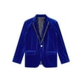 thumbnail image 5 of Kvysinly Kids Boys Sports Coat Classic Fit Lapel Collar Velvet Blazer Suit Jacket One Button Single Royal Blue 4, 5 of 7