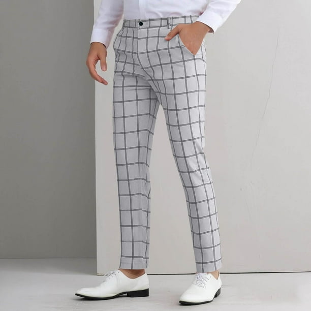 Ceisia Men's Trendy Plaid Slim Gift Fit Suit Pants for Casual Formal Business Daily Wear