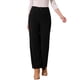 thumbnail image 4 of Pantalones de pana para mujer INSPIRE CHIC 2025, casuales, de cintura alta, con un botón, elásticos, sueltos y de pierna ancha con bolsillos, L, negro, 4 of 6
