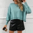 thumbnail image 2 of BLVB Womens Casual Fall Crop Sweaters Long Sleeve Ribbed Knit Sweater Loose Soft Crewneck Pullover Blouse Tops, 2 of 9