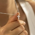 thumbnail image 4 of Turandoss 14K White Gold Plated Dainty Diamond Cross Pendant Necklace for Women Faith Jewelry Trendy Personalizedt First Communion Christian Religious Gifts for Her Girls, 4 of 6
