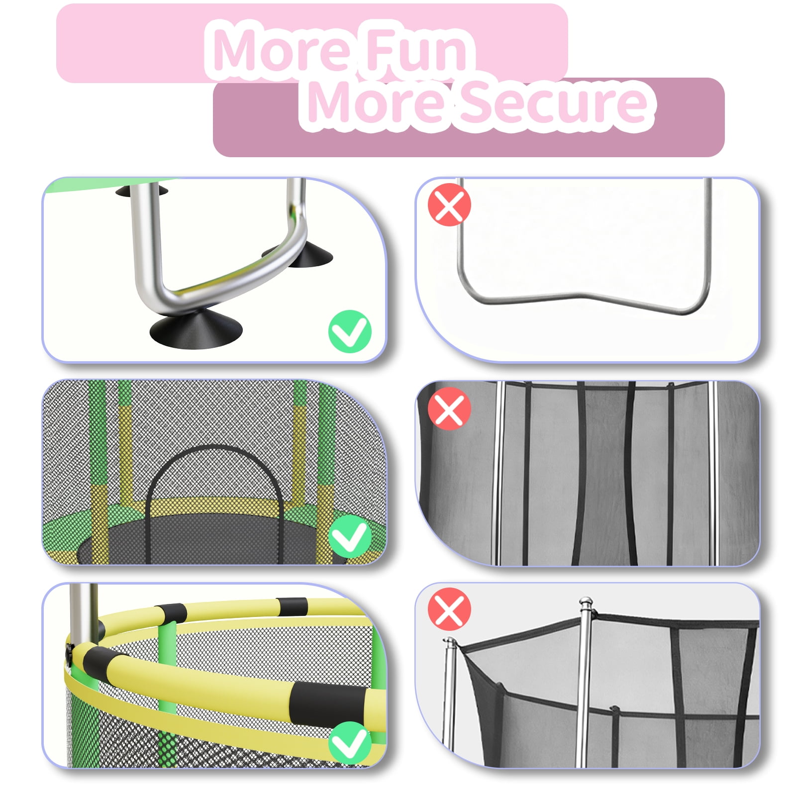 G TALECO GEAR Trampoline for Kids, Toddler Trampoline with Adjustable Gymnastics Bar & Toys, Indoor & Outdoor Round Small Trampoline Gift for Boys & Girls,  400lbs, Yellow & Green