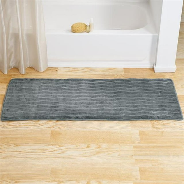 Lavish Home 67-11-P 24 x 60 in. Extra Long Memory Foam Bath Rug Mat, Platinum