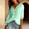 thumbnail image 5 of TRUBKH Cotton Linen Shirts Lace Trim Top Boho Tops Breathable Embroidered Gauze Peasant Tunic Blouse Short Sleeve V Ncek Boho Peasant Shirts Button Down Floral Shirts Floral Embroidered Green 2XL, 5 of 7