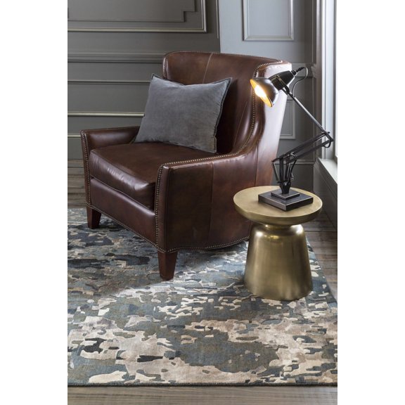 Hauteloom Pigam Living Room, Bedroom Area Rug - Abstract Distressed Marble - Contemporary Modern Transitional - Gray, White, Black - 2' x 3'