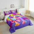 thumbnail image 3 of Manfei Animal Unicorn 3 Pieces Queen Comforter Set,Rainbow Initial Ultra Soft Bedding Sets,Starry Sky Bedding Comforter Set,Breathable Flower Room Decoration,Reversible, 3 of 8