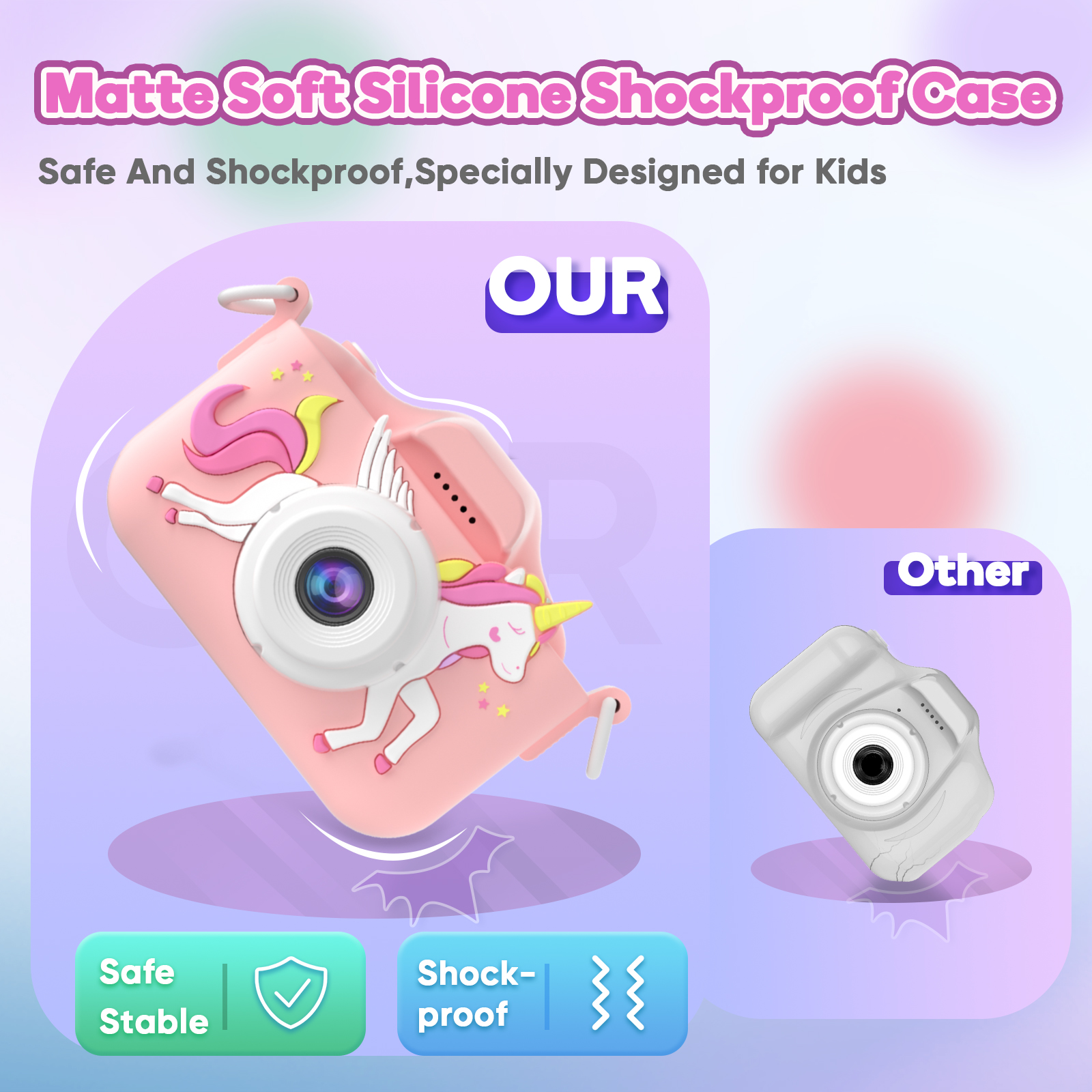 Seckton Kids Digital Camera with Silicone Cover, Dual Lens, Pink photo 4