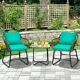 thumbnail image 1 of Gymax 3PCS Outdoor Bistro Set Patio Conversation Furniture Set w/ Turquoise Cushions, 1 of 9