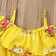 thumbnail image 3 of Toddler Kids Baby Girl Floral Halter Ruffled Outfits Clothes Tops+Shorts 2PCS Set, 3 of 6