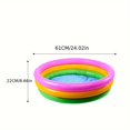 thumbnail image 1 of Bamboohart Portable Round Rainbow Inflatable Pool for Adults - Foldable PVC Swimming Pool with Multi-Color Stripes  1-3 Person Capacity  Perfect for Parties  Music Festivals & Vacation Fu, 1 of 6