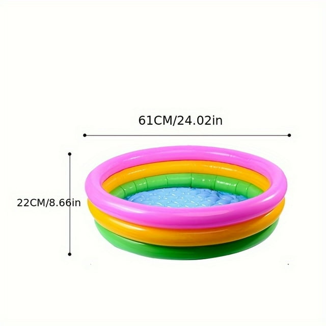 Bamboohart Portable Round Rainbow Inflatable Pool for Adults - Foldable PVC Swimming Pool with Multi-Color Stripes 1-3 Person Capacity Perfect for Parties Music Festivals & Vacation Fu