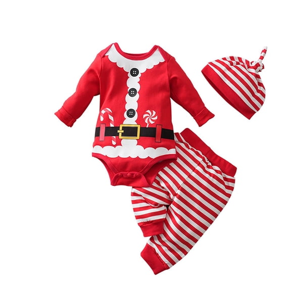 GCETTIC Newborn Baby Boys Girls Christmas Outfit Infant Xmas Romper Elf Santa Clothes 0-3 Months