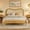 Natural, variant on Mid-Century Modern Queen Platform Bed, Rattan Cane Headboard with Curved Walnut Frame, Sturdy Wood Slat Support, No Box Spring Needed, for Bedroom, Natural