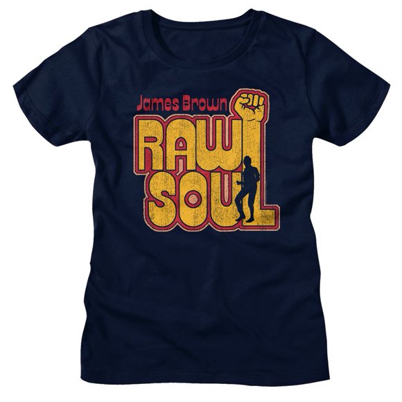 James Brown T-Shirt pour Femmes Raw Soul Bleu Marine G