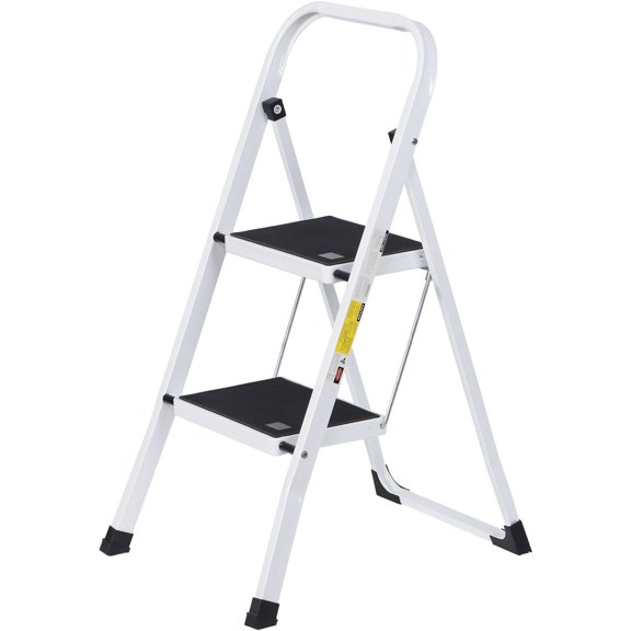 MYZBBD Ladder, Folding Step Stool with Wide Anti-Slip Pedal, 300lbs Sturdy Steel Ladder for Adults, Portable Steel Step Stool for Home Kitchen Office,2 Steps Ladder