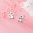 thumbnail image 4 of 1 par de pendientes de tuerca de cristal chapados en plata con piedra natal de ratón para mujeres y niñas, 4 of 5