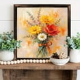 8x8 Inch Square Framed Wood Wall Art, Impressionist Floral Bouquet ...