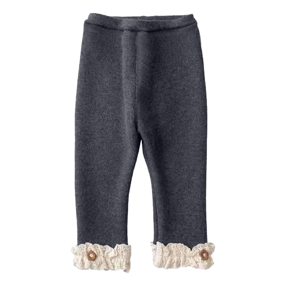 YUNLIUU Baby Leggings Toddler Footless Tights Lace Trim Tights Cotton Stockings Pants Ribbed Knit Stocking Pants Winter Warm Pant Trouser for Toddlers Size 11-12