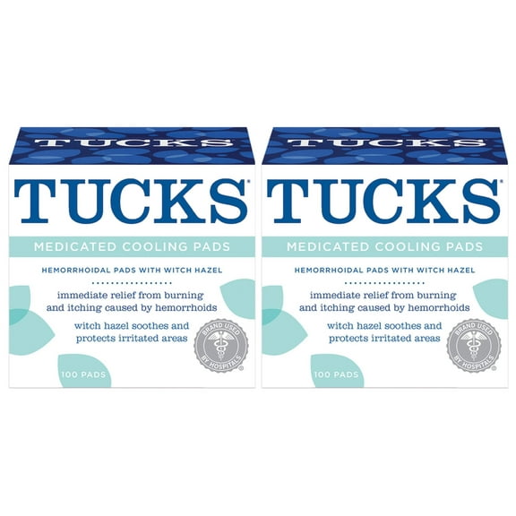 TUCKS Medicated Cooling Pads 100 Each (Pack of 2)