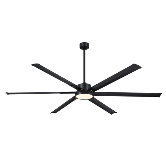 Westinghouse Lighting Hudson Yards 80-Inch Industrial-Style Indoor/Outdoor 6-Blade Matte Black Ceiling Fan, Dimmable LED Light Fixture with Opal Frosted Glass, Remote Control Included, DC Motor