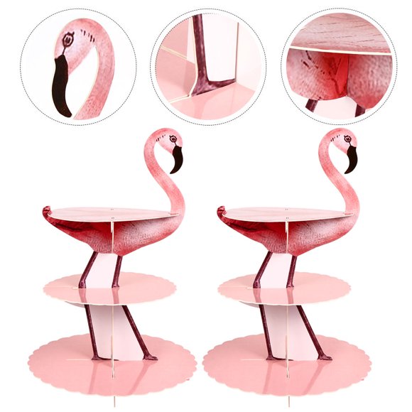 IFANLANDOR 2 Pcs Support à Cupcakes en Papier Flamant Rose Trois Couches Support d'Affichage pour Desserts pour Fêtes
