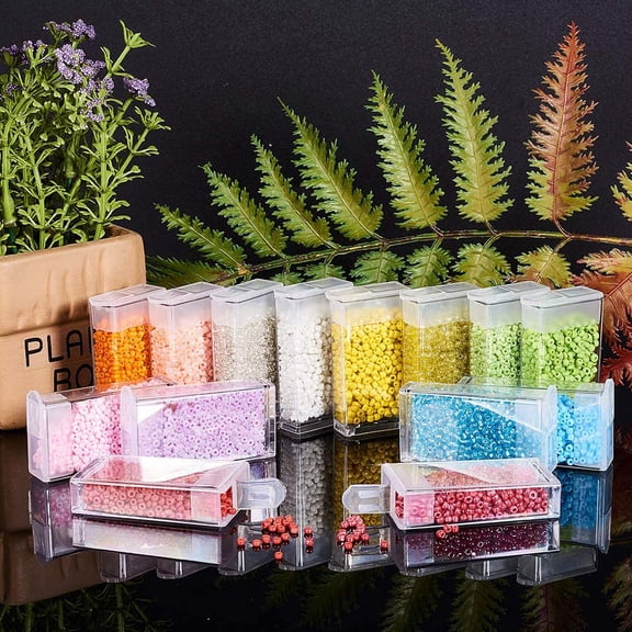 1box about 24 color 2mm Glass Seed Beads 12/0 Tiny Round Glass Beads Jewelry Kit with Removable Organizer box for Jewelry Making Beading Crafting