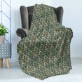 thumbnail image 4 of Mint and Brown Soft Flannel Fleece Throw Blanket, Baroque Flower Motifs in Damask Style Traditional Revival Art, Cozy Plush for Indoor and Outdoor Use, 50" x 70", Dark Brown Mint Green, by Ambesonne, 4 of 5
