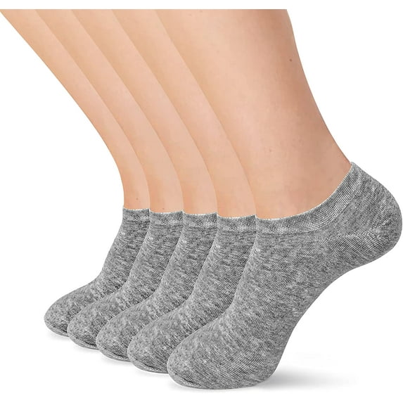 SERISIMPLE Women No Show Thin Bamboo Ankle Sock Soft Breathable Socks 5 Pairs (Grey, Large)