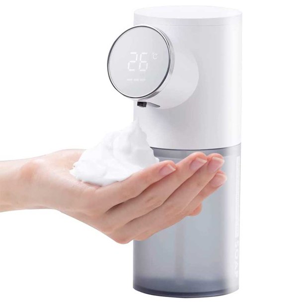 Dispensador de jabón, dispensador automático de espuma, dispensador de desinfectante de manos recargable y sin contacto de 320 ml con sensor de movimiento, resistente al agua para cocina,