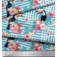 thumbnail image 2 of Soimoi Blue Poly Georgette Fabric Floral & Toucan Bird Print Fabric by The Yard 52 Inch Wide, 2 of 3