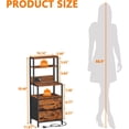 thumbnail image 2 of Night Stand, Tall Nightstand with 4-Tier Shelves, 2 Fabric Drawers and Light Tube, Bed Side Tables with Charging Station, Bedside Table for Bedroom, Office, Rustic Brown, 2 of 15