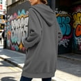 thumbnail image 5 of Hurxie Women Casual Zip up Fleece Hoodies Tunic Sweatshirt Long Jacket Oversized Hoodie with Pockets Full Zipper Hooded for Fall Winter, 5 of 6