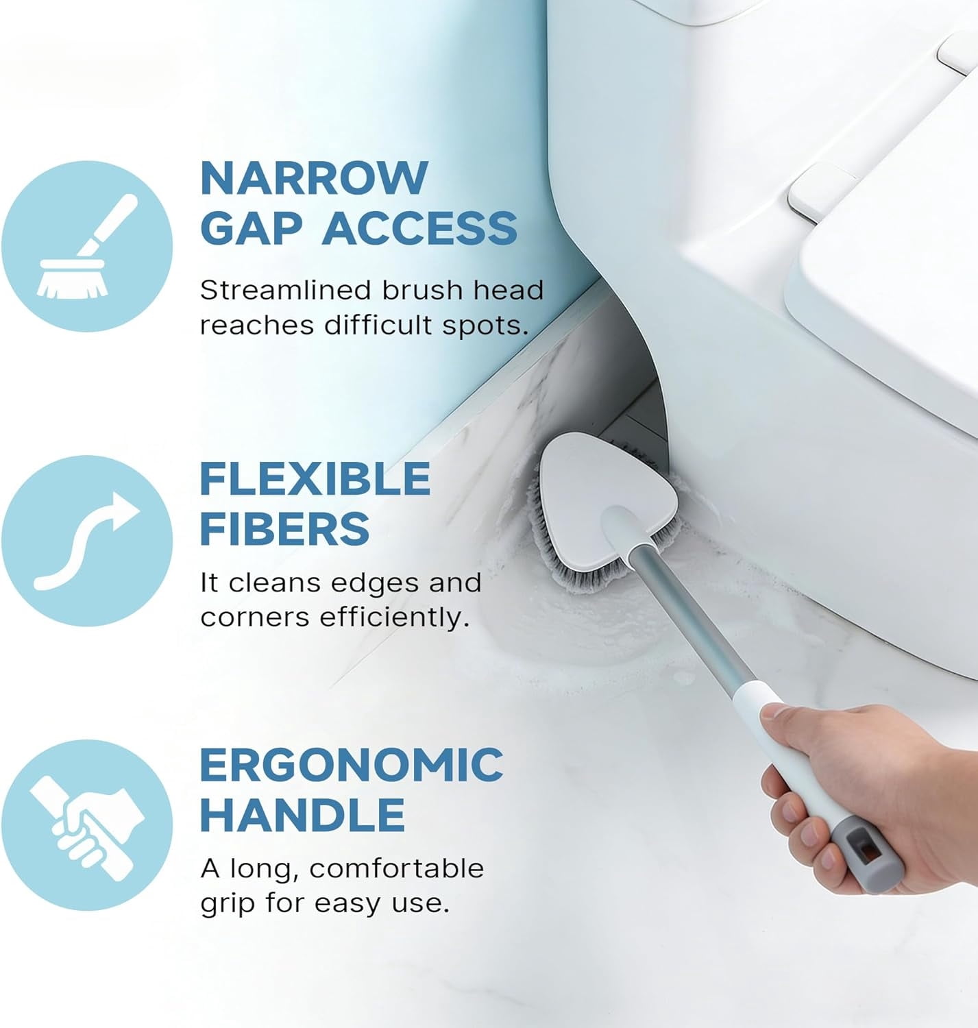 2 Pack Toilet Brush and Holder,Ergonomic, Elegant, Durable, Toilet Bowl Brush for Bathroom