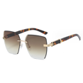 thumbnail image 1 of Rimless Sunglasses for Women Large Oversized Geometric Diamond Cutting Gradient Lenses UV Protection, 1 of 4