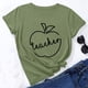 thumbnail image 2 of Camiseta de manga corta con estampado bonito para el día del maestro y cuello redondo suelto a la moda para mujer Pompotops hfajkhk138041, 2 of 7