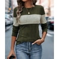 thumbnail image 4 of NJWS Women Striped Color Block Knit Sweater Long Sleeve Crew Neck Slim Fit Pullover Top Lightweight Casual Wear for Fall Winter, 4 of 6