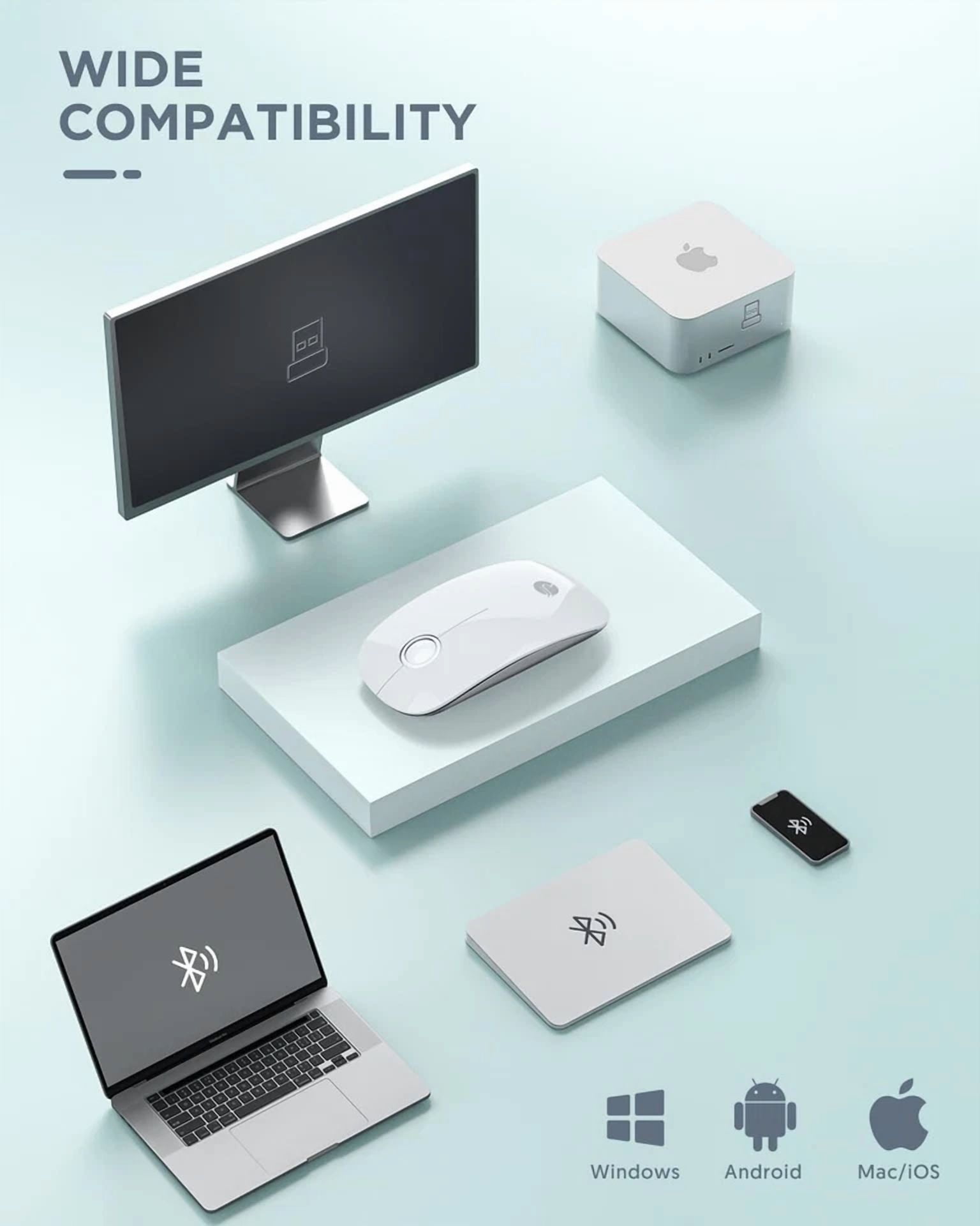 CRESTIN- Bluetooth Wireless Mouse - (Bt5.1+Usb) Slim Dual Mode Computer Mice